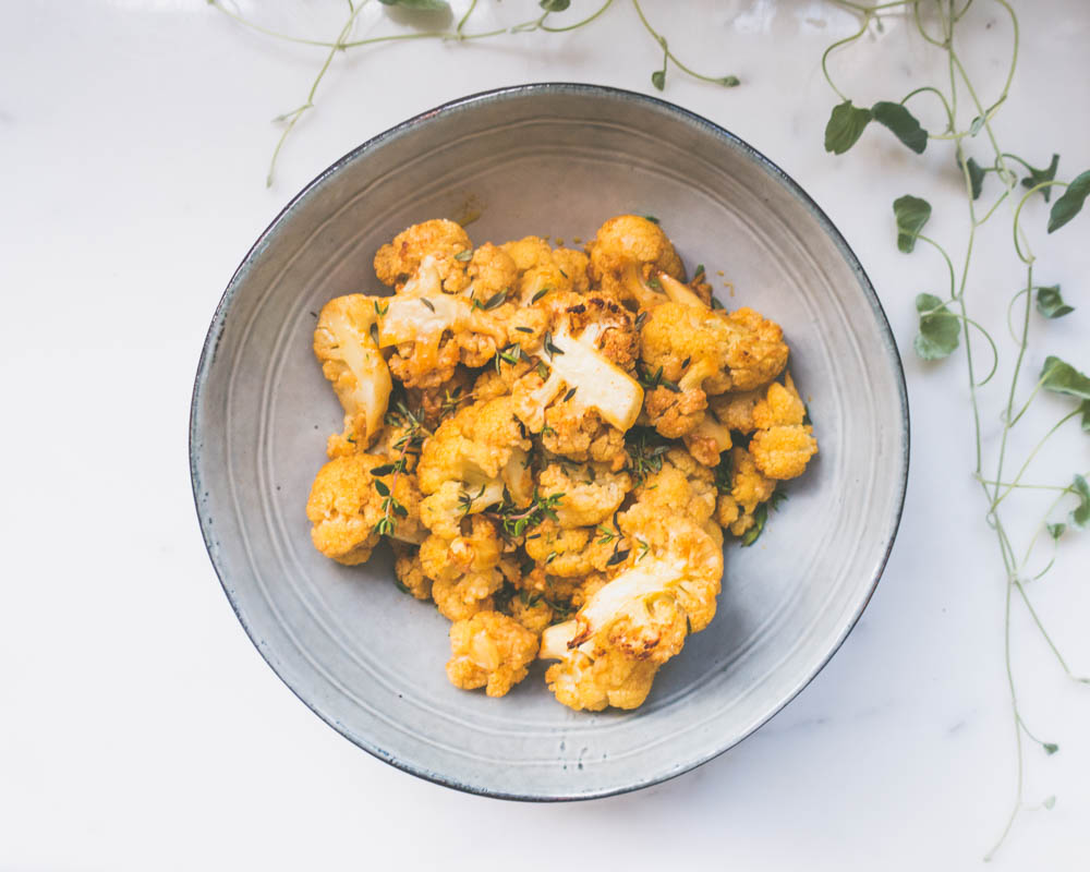 ovnsbakt blomkål med hvitløk og parmesan