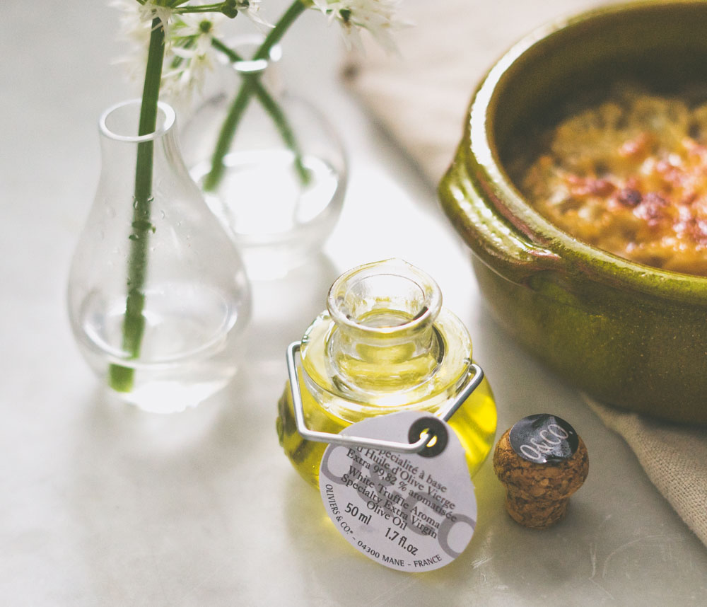 løksuppe med gratinert blomkål trøffelolje