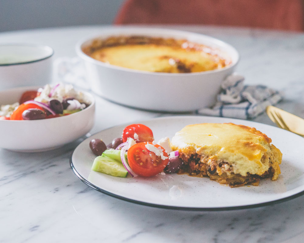 moussaka med potet og aubergine