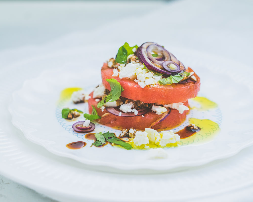 sommersalat med vannmelon og fetaost