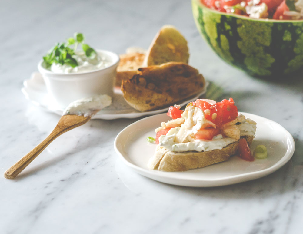 sommersalat med vannmelon og blomkål