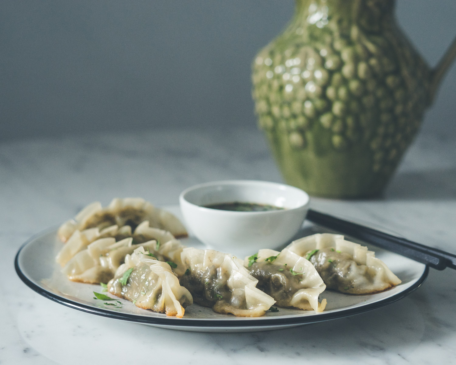 dumplings med sopp og vårløk