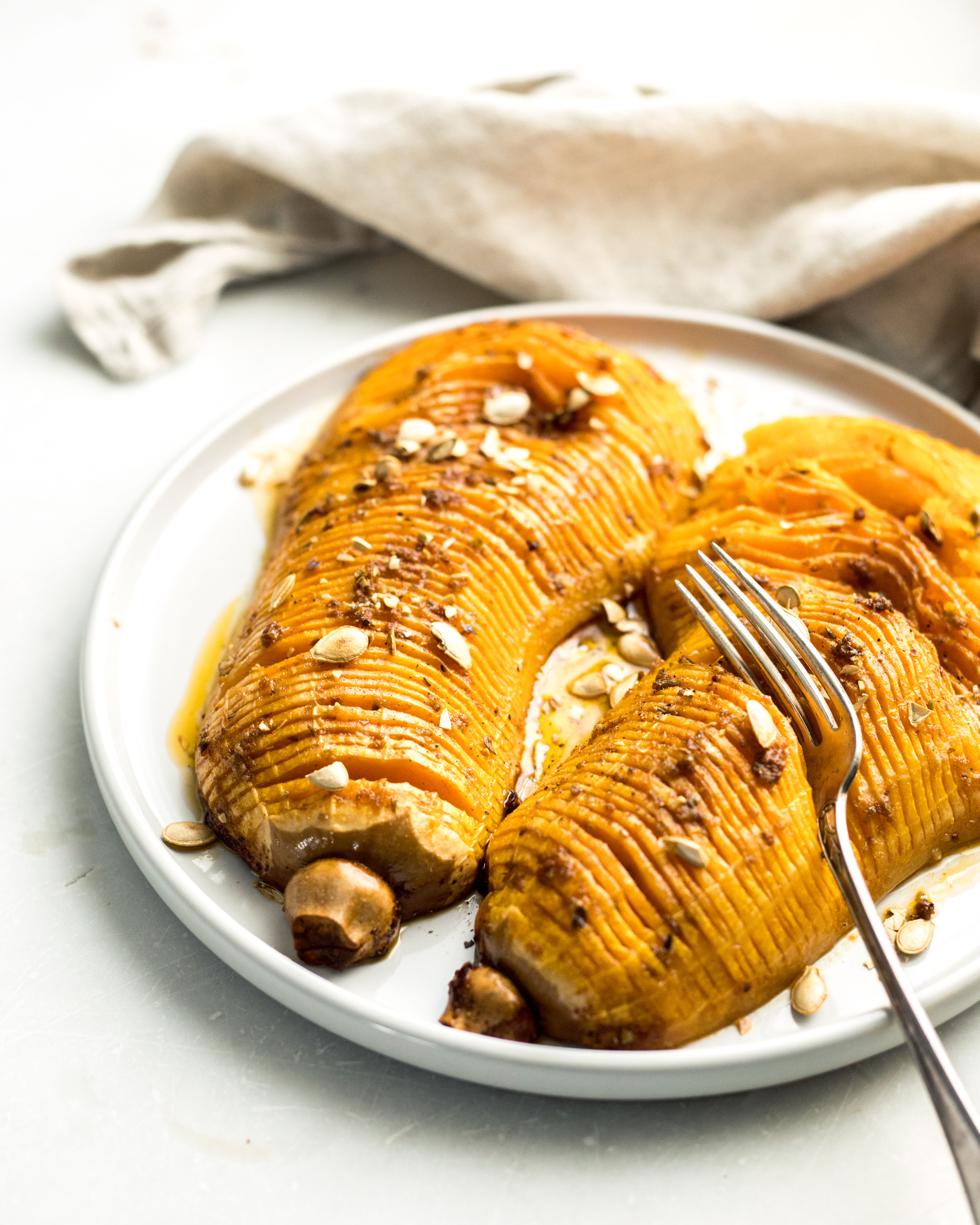 Hasselback Butternut Squash - Ovnsbakt gresskar